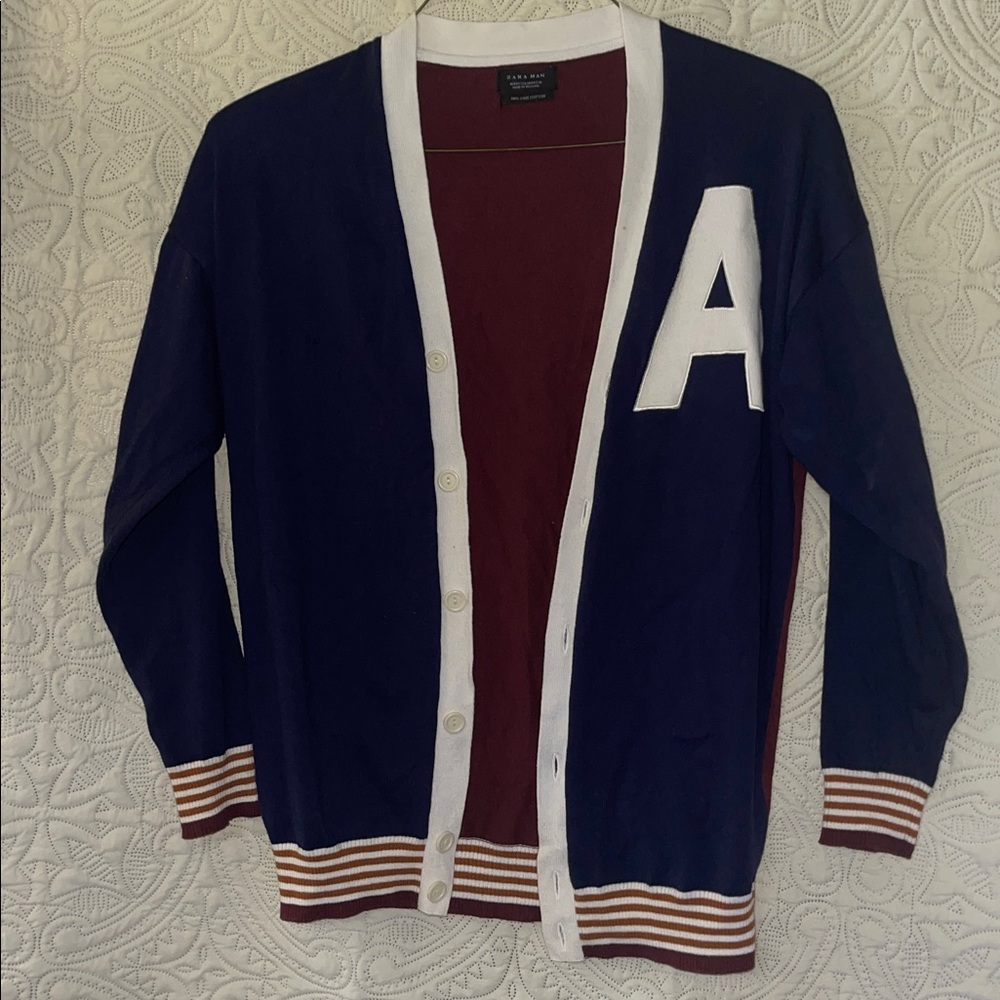 Zara men letterman A cardigan